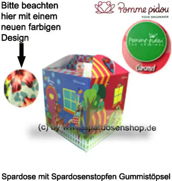 Spardose Spartier Pomme Pidou Katze Caramel blau mit Blumen Geschenkkarton